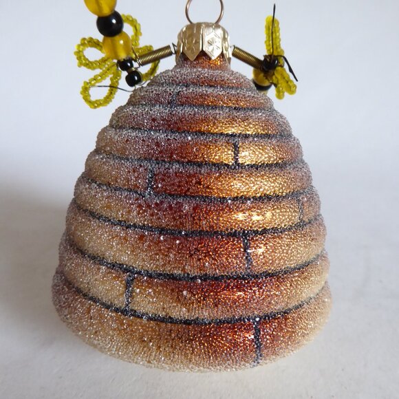 NEW VINTAGE SUGARED BEE HIVE HONEY BEE CHRISTMAS ORNAMENT SET DEPT. 56 - Picture 8 of 13